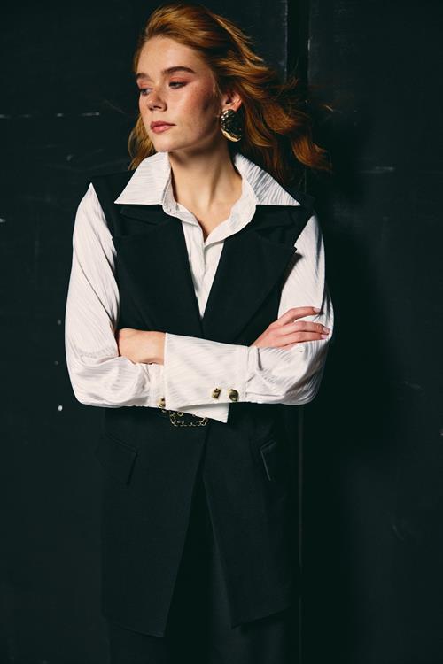 Wholesale Womens Black Waistcoat with Belt