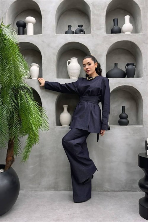 Wholesale Womens Blue Denim Two-Piece Hijab Set