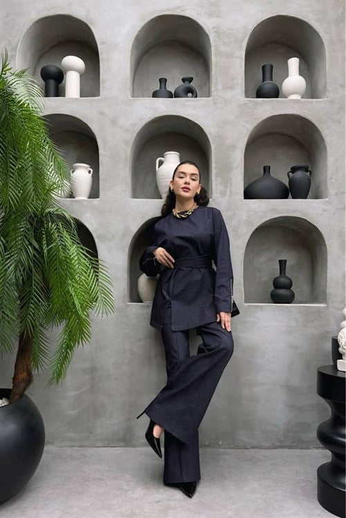 Wholesale Womens Blue Denim Two-Piece Hijab Set