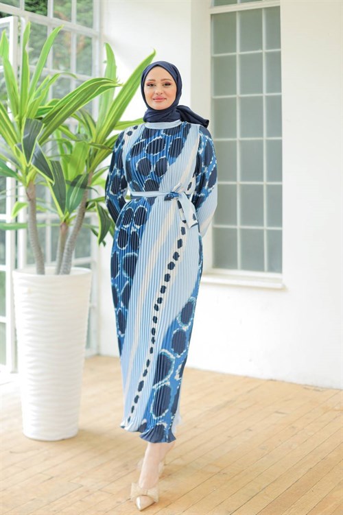 Wholesale Womens Blue Maxi Hijab Dress