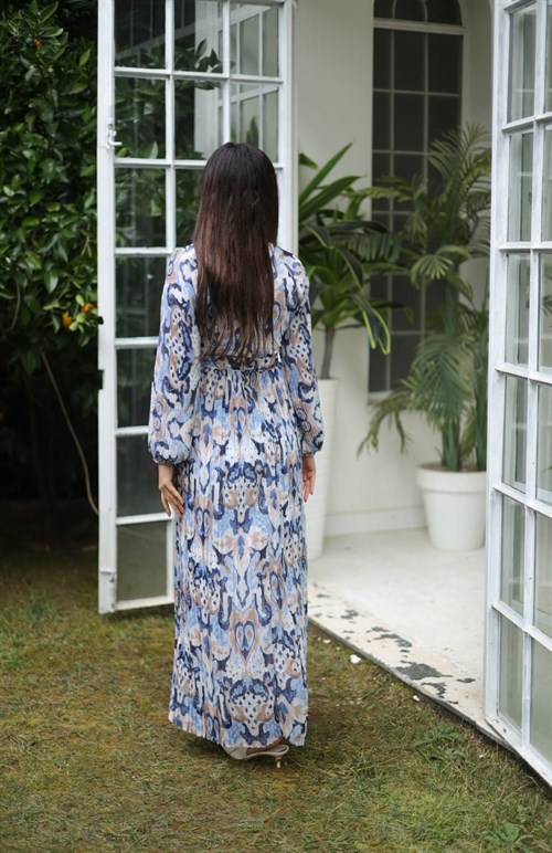 Wholesale Womens Blue Maxi Hijab Dress