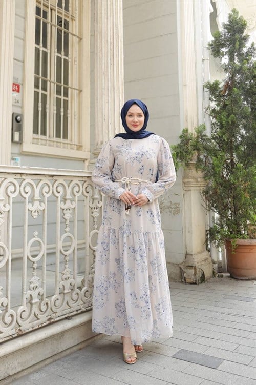 Wholesale Womens Blue Maxi Hijab Dress