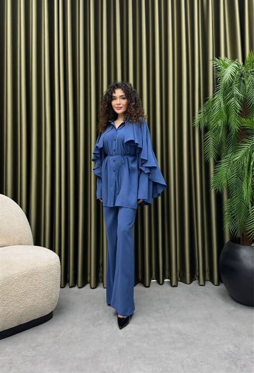 Wholesale Womens Blue Two-Piece Hijab Set