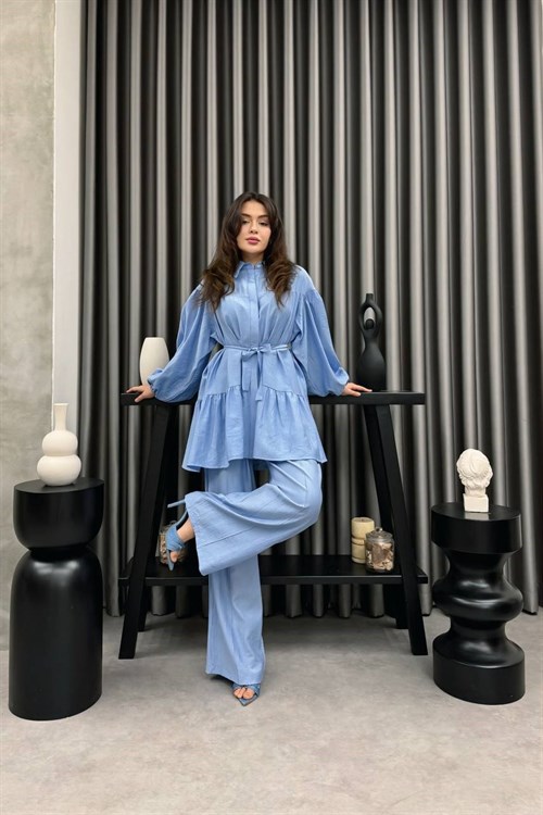 Wholesale Womens Blue Two-Piece Hijab Set