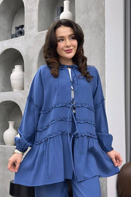 Wholesale Womens Blue Two-Piece Hijab Set