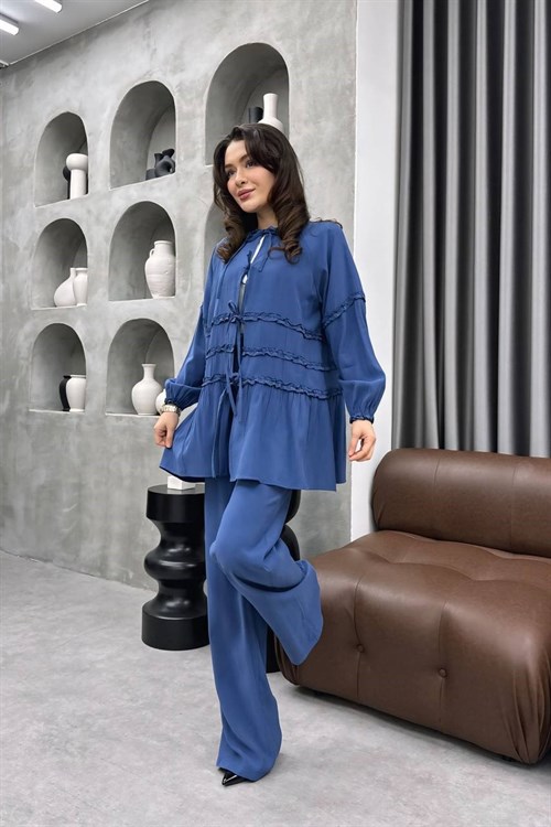 Wholesale Womens Blue Two-Piece Hijab Set