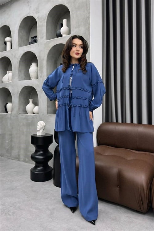 Wholesale Womens Blue Two-Piece Hijab Set