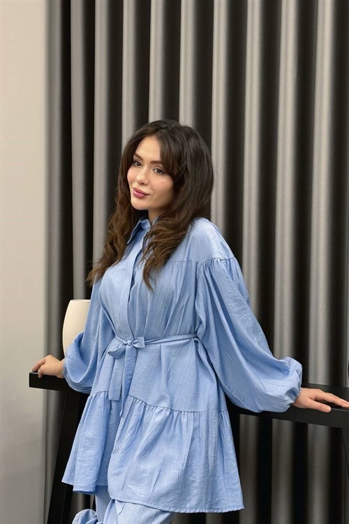 Wholesale Womens Blue Two-Piece Hijab Set