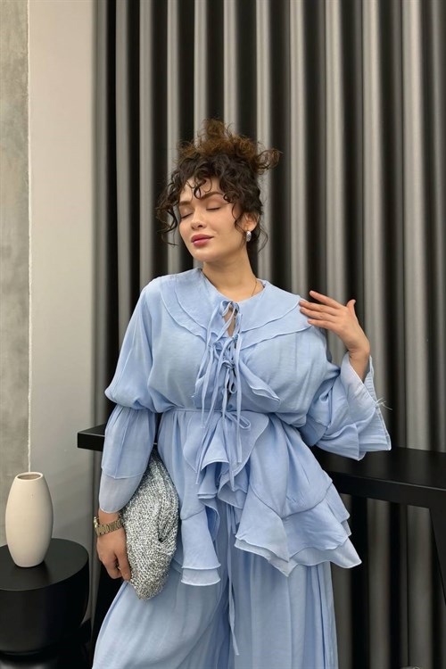 Wholesale Womens Blue Two-Piece Hijab Set