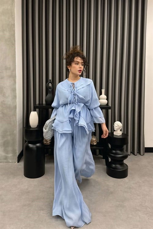 Wholesale Womens Blue Two-Piece Hijab Set