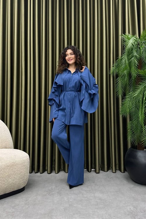 Wholesale Womens Blue Two-Piece Hijab Set