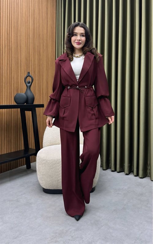 Wholesale Womens Bordeaux Two-Piece Hijab Set
