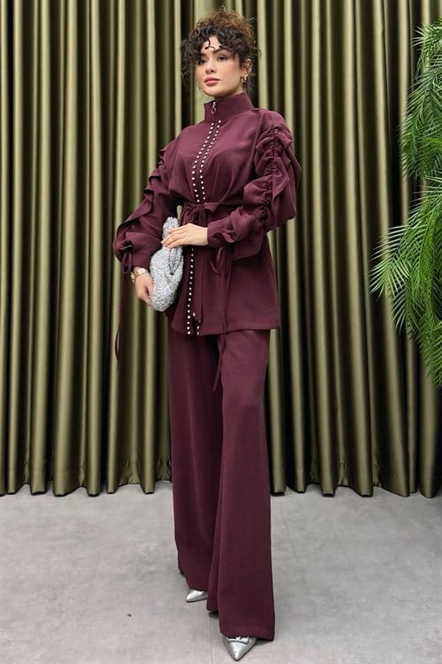 Wholesale Womens Bordeaux Two-Piece Hijab Set