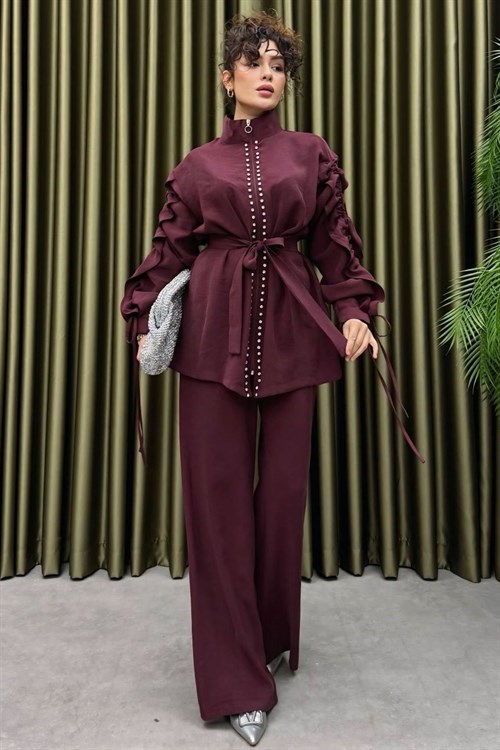 Wholesale Womens Bordeaux Two-Piece Hijab Set