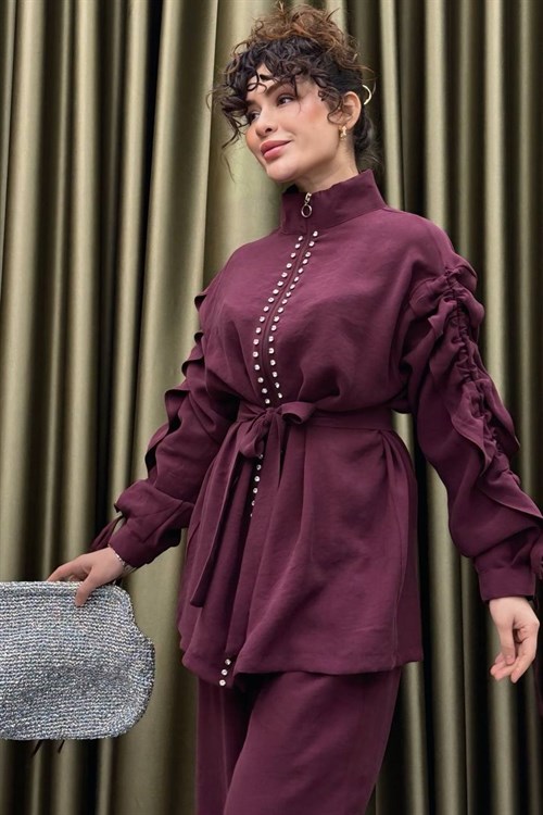 Wholesale Womens Bordeaux Two-Piece Hijab Set