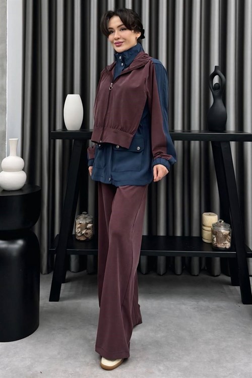 Wholesale Womens Bordeaux Two-Piece Hijab Set