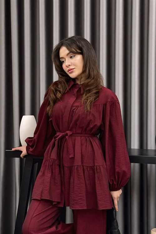 Wholesale Womens Bordeaux Two-Piece Hijab Set