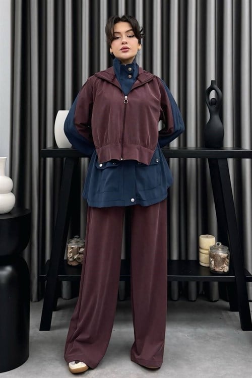 Wholesale Womens Bordeaux Two-Piece Hijab Set