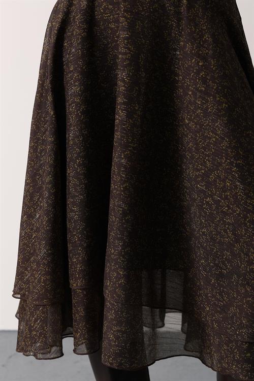 Wholesale Womens Brown Chiffon Layered Midi Skirt