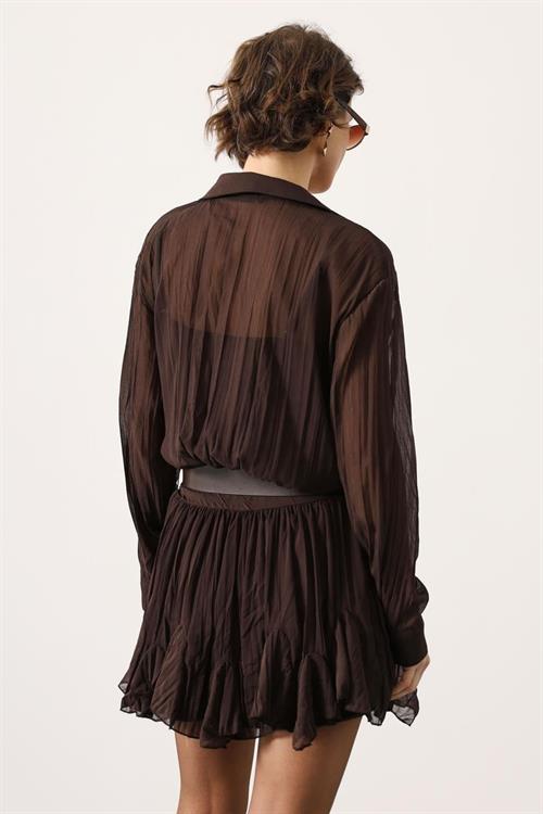 Wholesale Womens Brown Chiffon Mini Dress with Belt