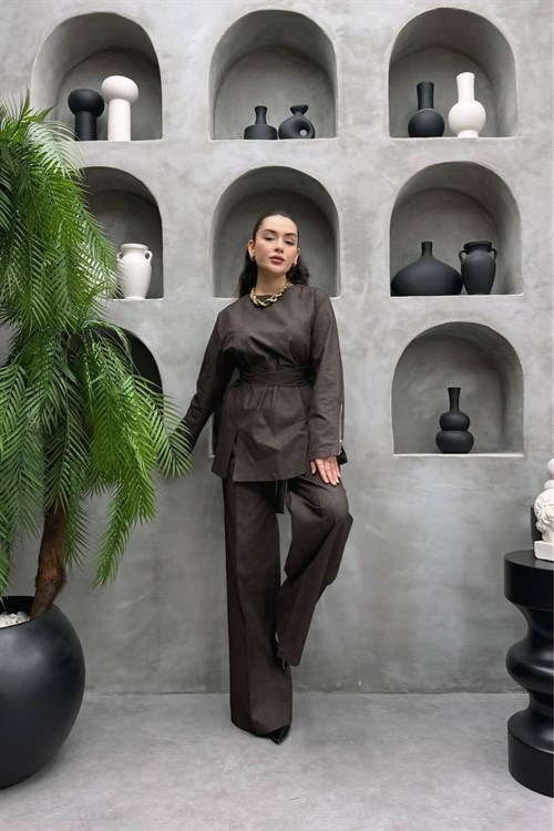 Wholesale Womens Brown Denim Two-Piece Hijab Set