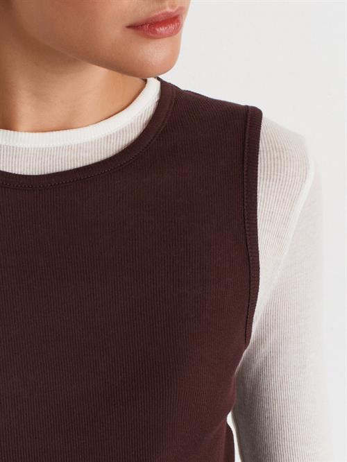 Wholesale Womens Brown Double Layer Cotton Blouse