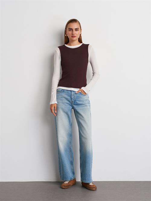 Wholesale Womens Brown Double Layer Cotton Blouse