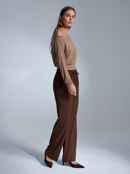 Wholesale Womens Brown Elastic Waist Trousers