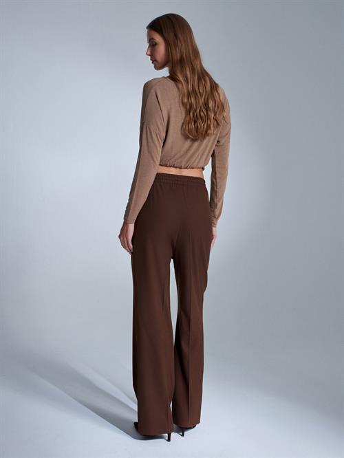 Wholesale Womens Brown Elastic Waist Trousers