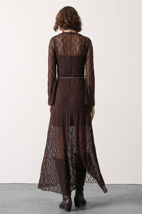 Wholesale Womens Brown Lace Maxi Dress