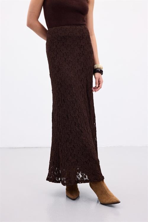 Wholesale Womens Brown Lace Maxi Skirt