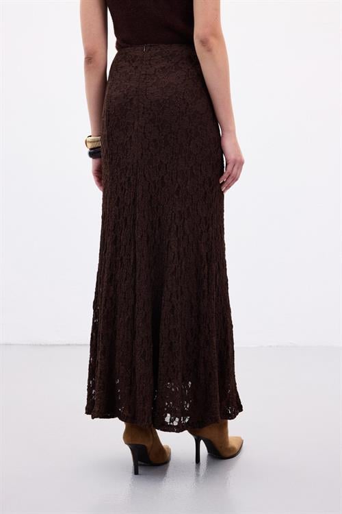 Wholesale Womens Brown Lace Maxi Skirt