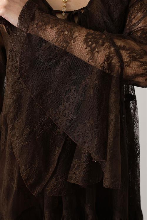 Wholesale Womens Brown Lace Mini Dress