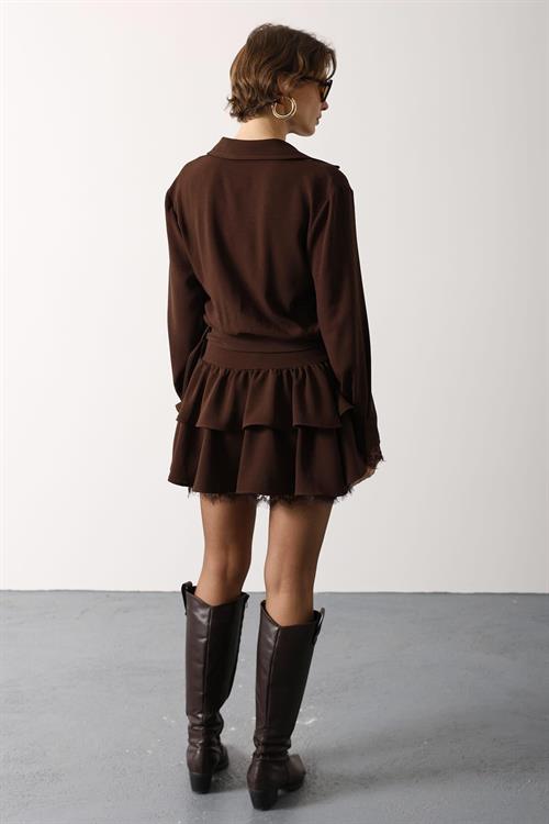 Wholesale Womens Brown Lace Mini Dress with Belt
