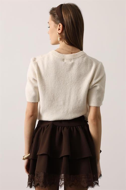 Wholesale Womens Brown Lace Mini Skirt with Belt