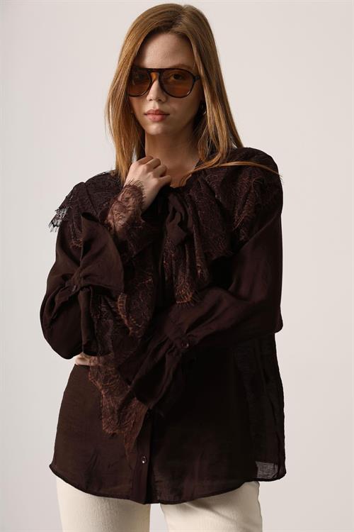 Wholesale Womens Brown Lace Shirt