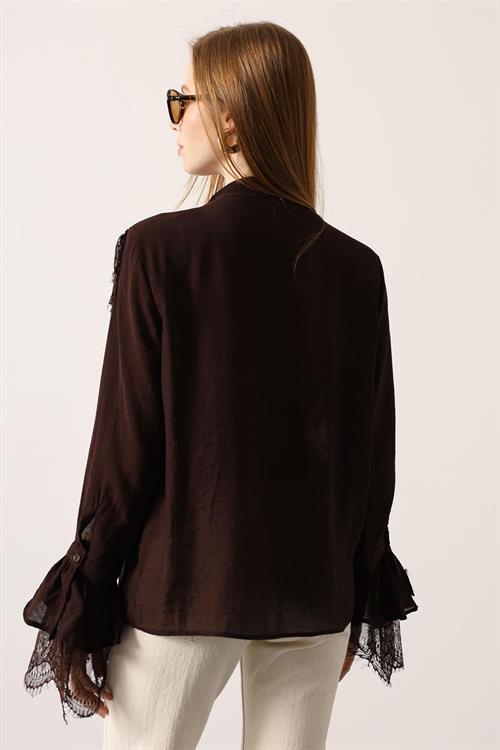 Wholesale Womens Brown Lace Shirt
