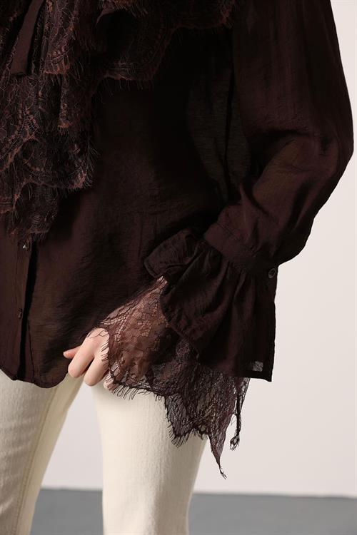 Wholesale Womens Brown Lace Shirt