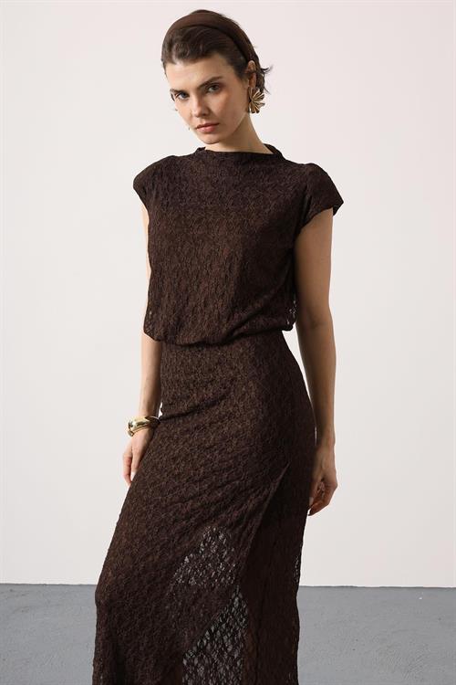 Wholesale Womens Brown Lace Sleeveless Dress