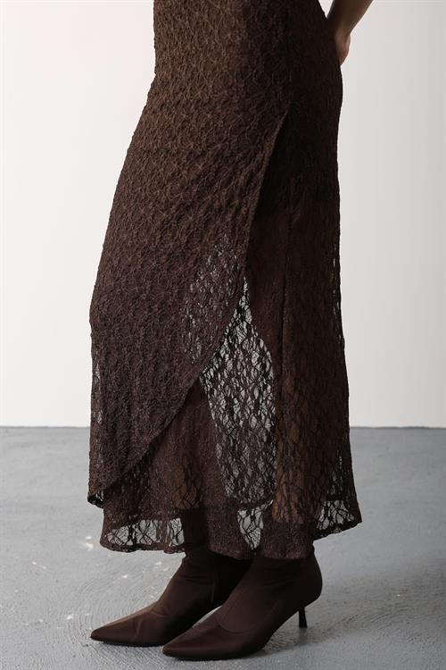 Wholesale Womens Brown Lace Sleeveless Dress