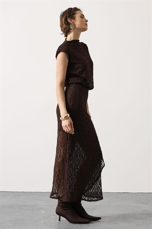 Wholesale Womens Brown Lace Sleeveless Dress