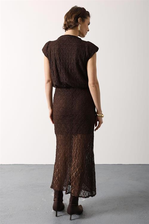Wholesale Womens Brown Lace Sleeveless Dress