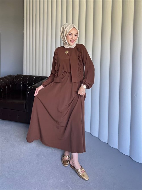 Wholesale Womens Brown Maxi Hijab Dress