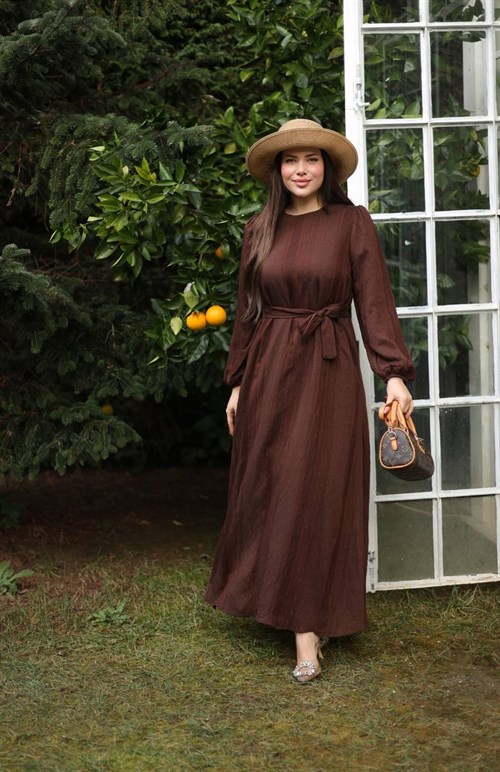 Wholesale Womens Brown Maxi Hijab Dress