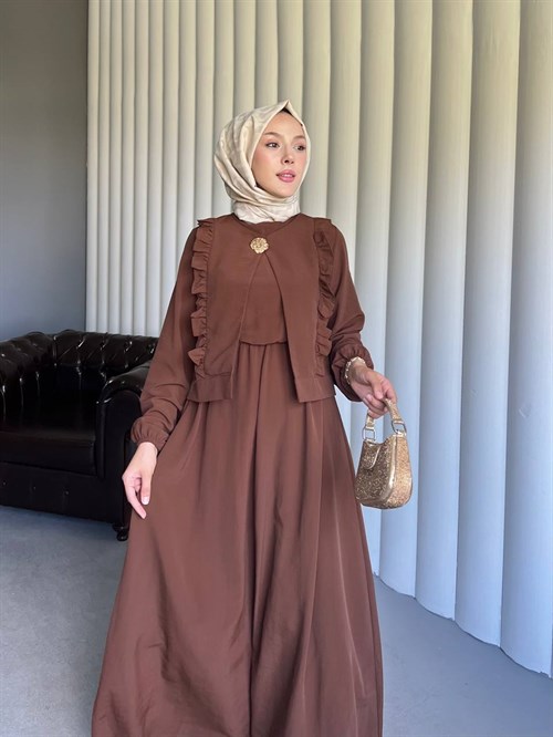 Wholesale Womens Brown Maxi Hijab Dress
