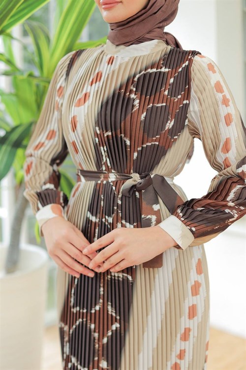 Wholesale Womens Brown Maxi Hijab Dress