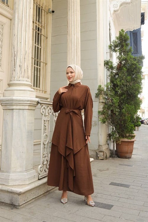 Wholesale Womens Brown Maxi Hijab Dress