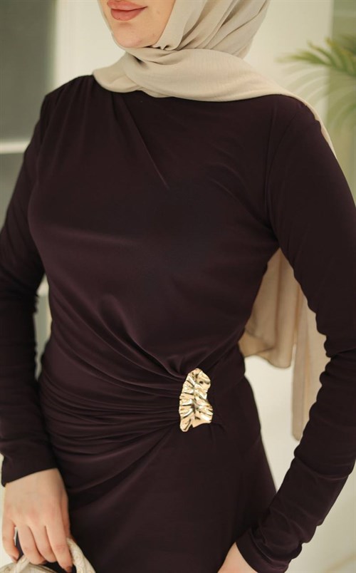 Wholesale Womens Brown Maxi Hijab Dress
