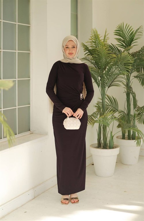 Wholesale Womens Brown Maxi Hijab Dress