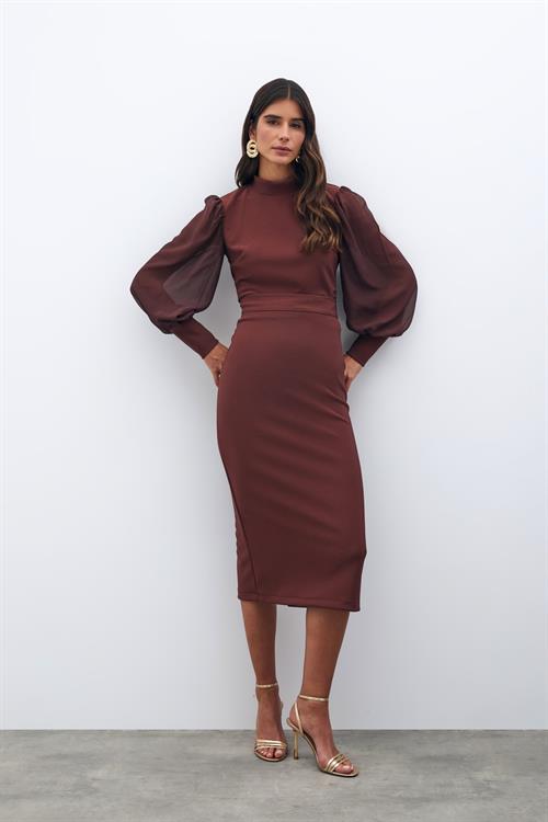 Wholesale Womens Brown Midi-Length Pencil Skirt